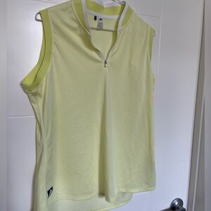 Adidas Light Yellow Sleeveless Zip Golf Tank